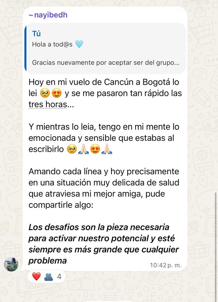 Mensaje de una persona que recibió el libro